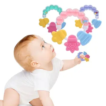 

Newborn Baby Rattle Teether Shakers Hand Grip Bells Development Teething Toy Educational Mobiles Toys Bed Bell Silicone Handbell