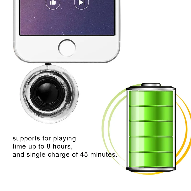 Универсальный мини-смартфон 3,5 мм Aux динамик перезаряжаемый компактный Громкий Динамик Мощный прозрачный басовый Разъем для iPhone iPad
