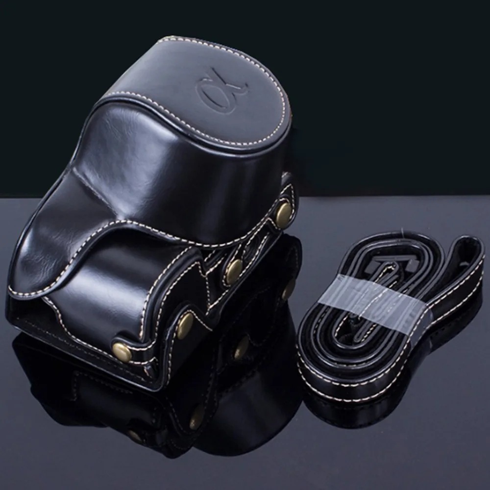 Из искусственной кожи Камера сумка чехол для sony A6000 A6400 A6300 Ilce-6300 Nex-6 16-50 мм с батарейным отсеком