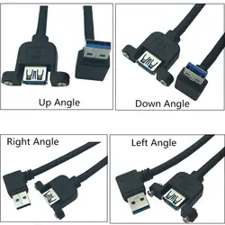 90 градусов и вниз до левый и правый USB3.0 кабель-удлинитель мужчин и женщин M/F с винт Панель крепление 30 см