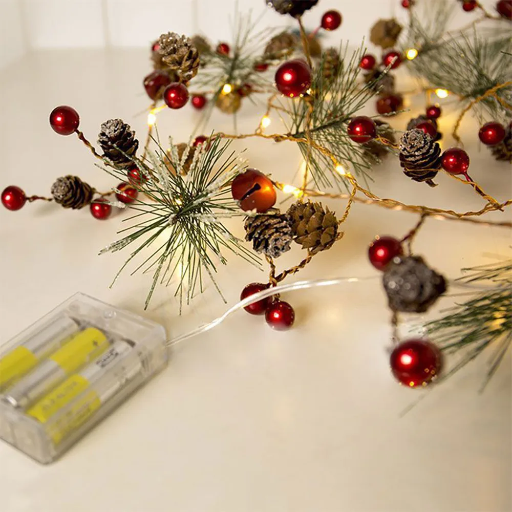 Гирлянда для рождественской елки, гирлянда из соснового конуса, светодиодный гирлянда, рождественские вечерние украшения для дома, рождественские украшения, год,@ L