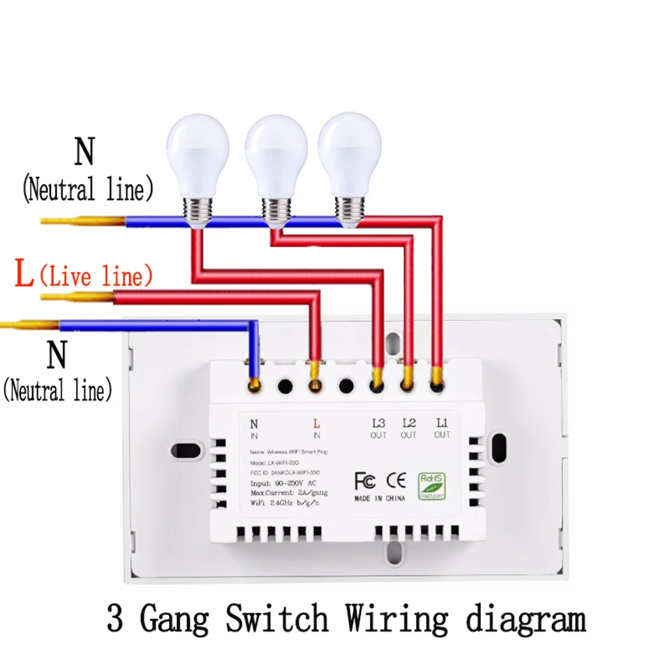 US-Standard-eWelink-APP-Remote-control-Light-Switch-1-2-3Gang-Wifi-Control-Touch-Switch-Tempered