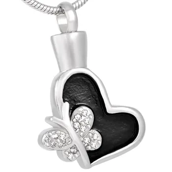 

Crystal Butterfly Heart Cremation Urn Necklace for Ash Holder Stainless Steel Ashes Keepsake Pendant Memorial Jewelry
