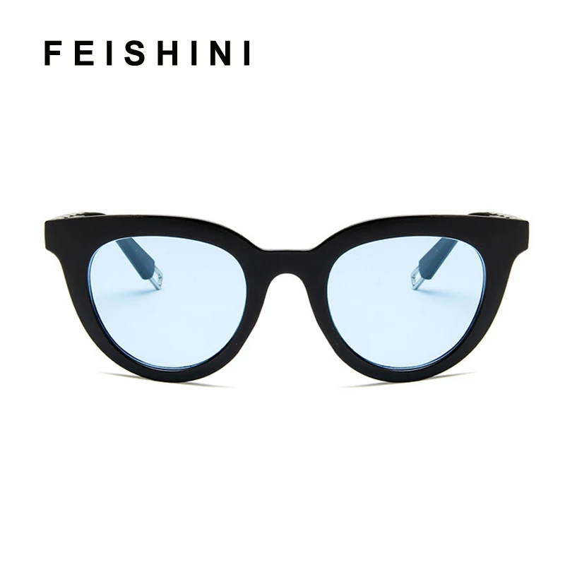 Feishini Future Fashion прозрачные цветные корейские очки кошачий глаз Oculos мужские