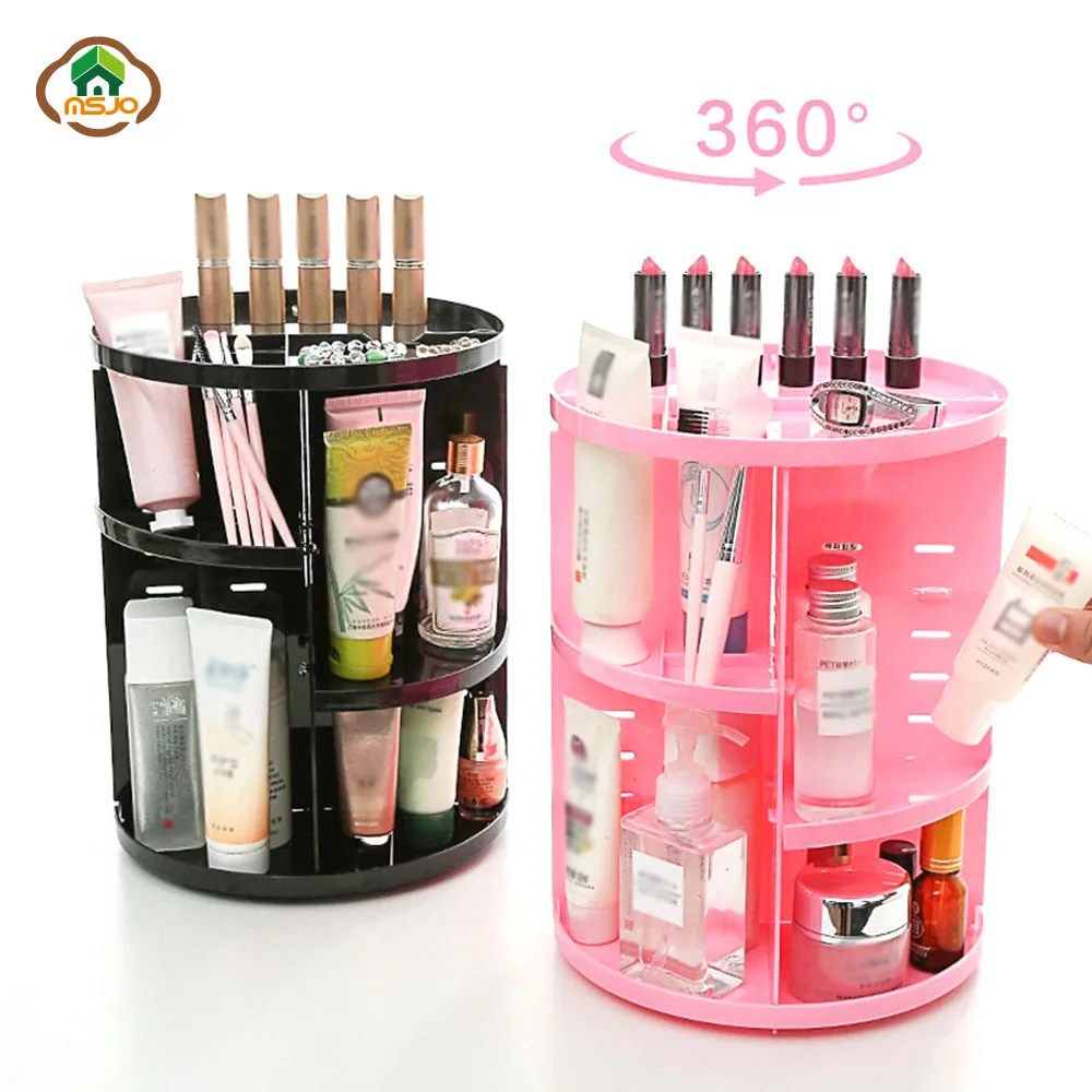 

Msjo Makeup Box 360 Degree Rotation Organizer Box Adjustable Organizer For Cosmetics Make Up Brush Bathroom Storage Drawers