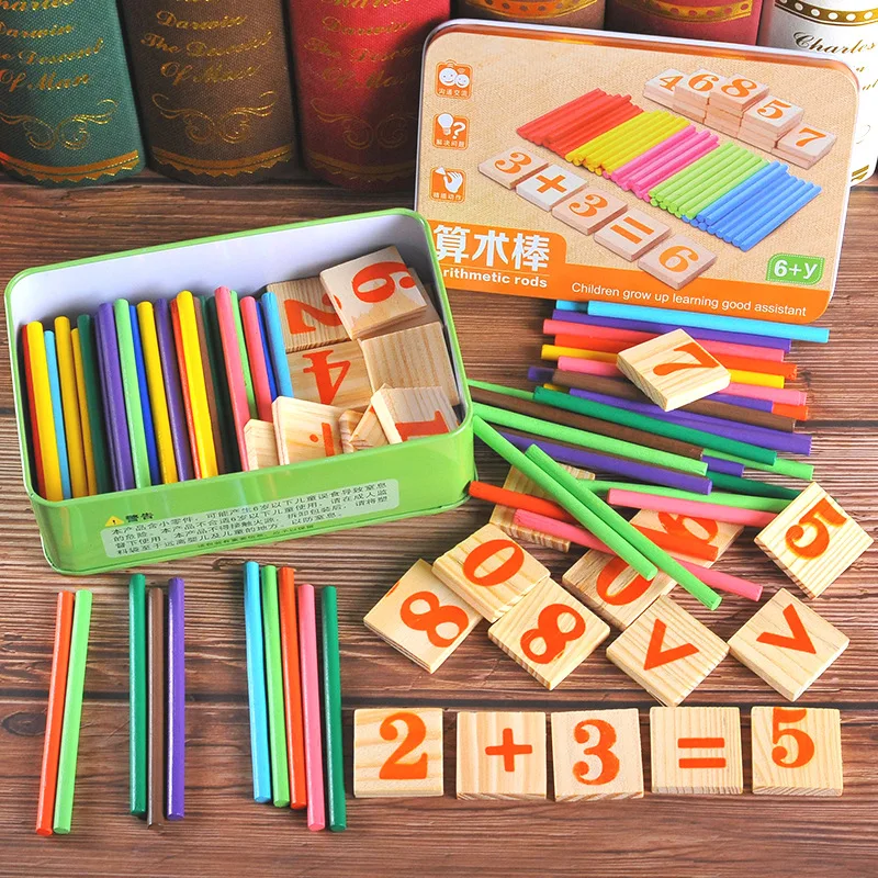 

Children's Arithmetic Figures Teaching Aids Calculation Infants Iron Boxes Counting Sticks Early Learning Educational Maths Toy