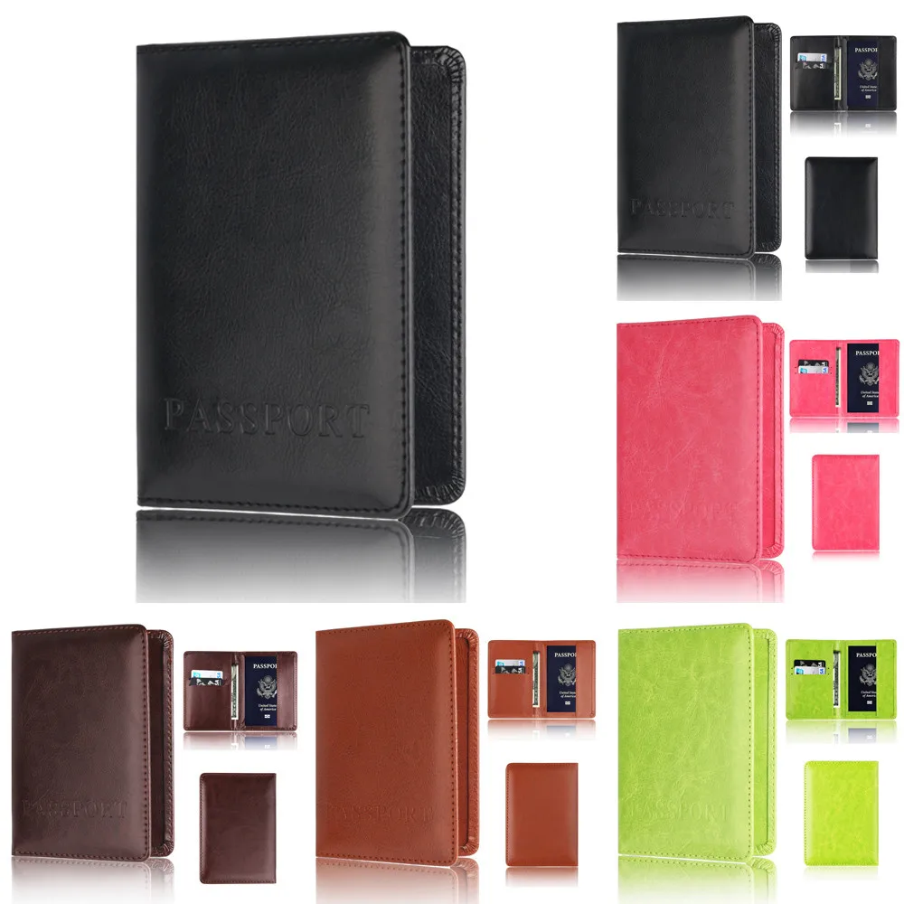 

5 Color Card Holder Purse Multi-function Bag Pass port Holder Protector Wallet Business Card Soft Passport Cover