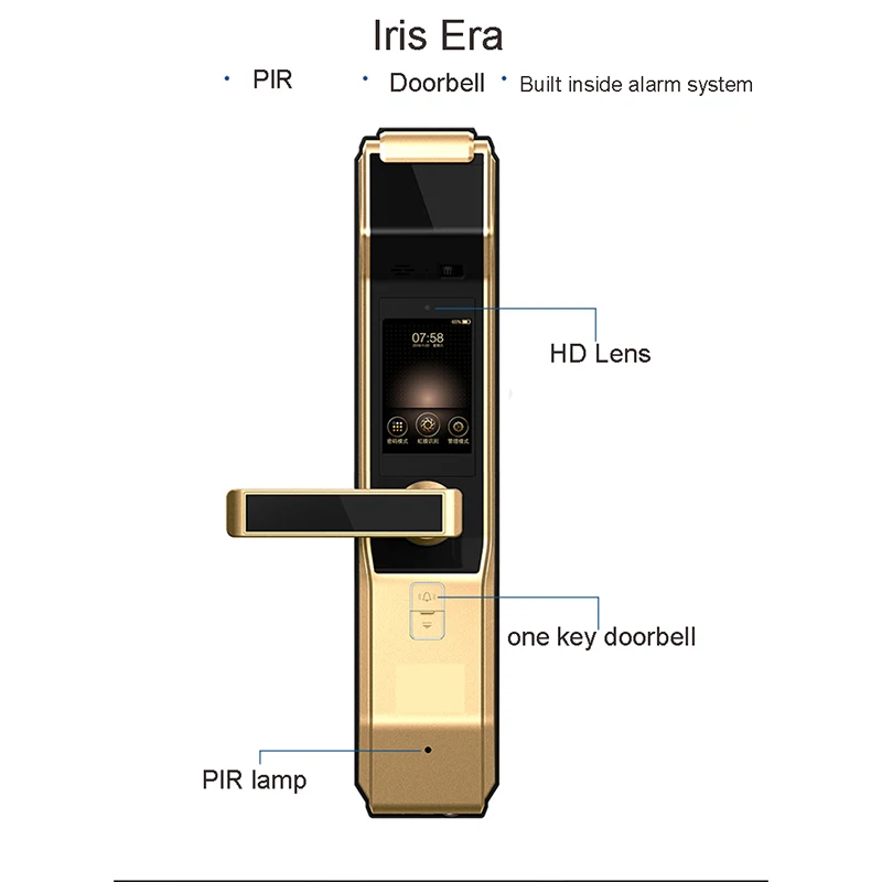 Новейшая Высококачественная система распознавания ириса, умный замок, пароль, ключ, разблокировка ирис, точность, разблокировка дверного звонка, дверная камера, индукция ПИР