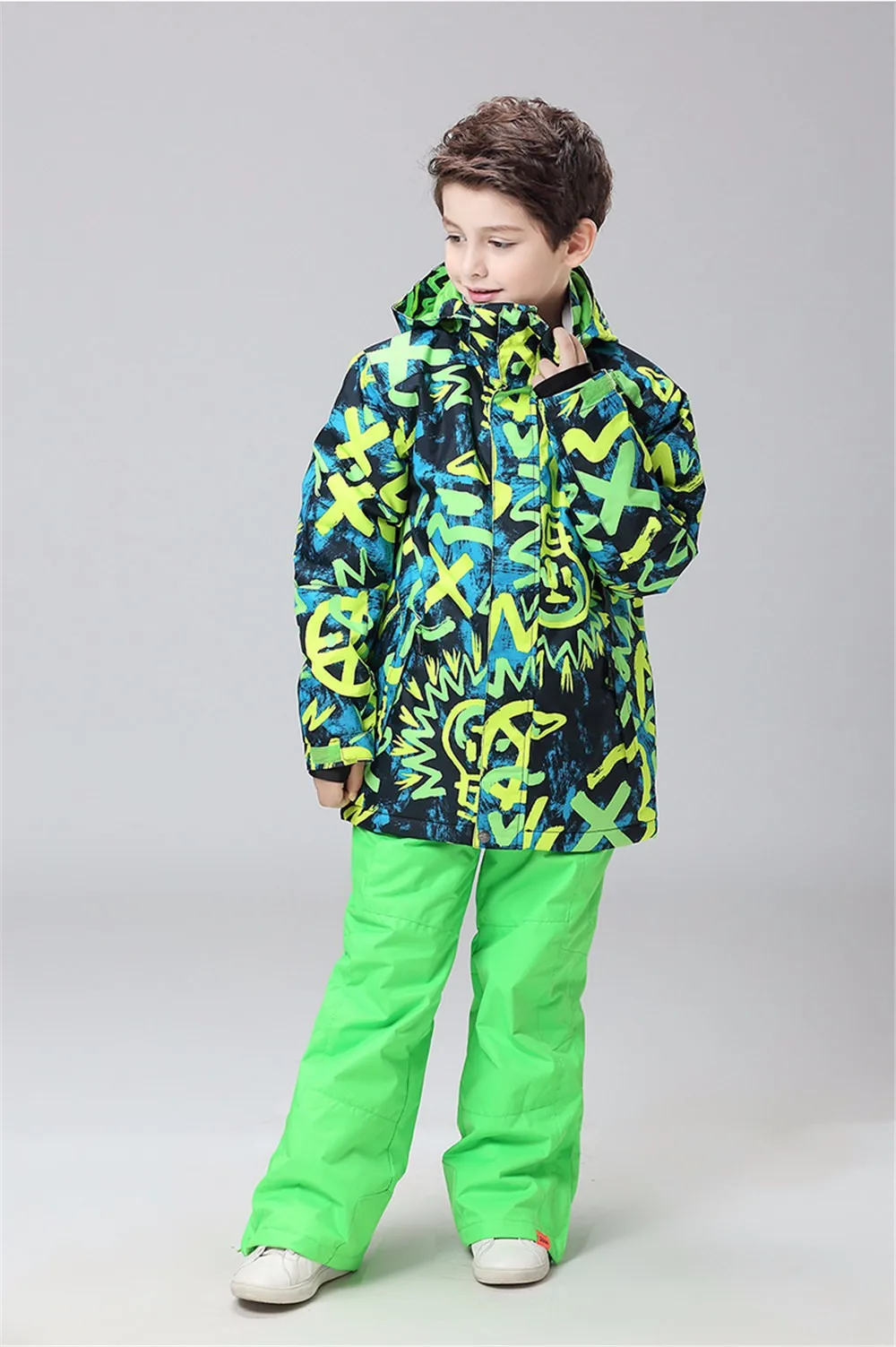 GSOU/зимние лыжные куртки для мальчиков; водонепроницаемая ветрозащитная Детская куртка для сноуборда; теплая яркая зимняя куртка; пальто