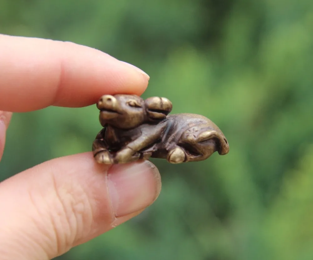 

4 CM 100% Pure Bronze China Zodiac Animal Ox Oxen Bull sculpture Amulet Pendant