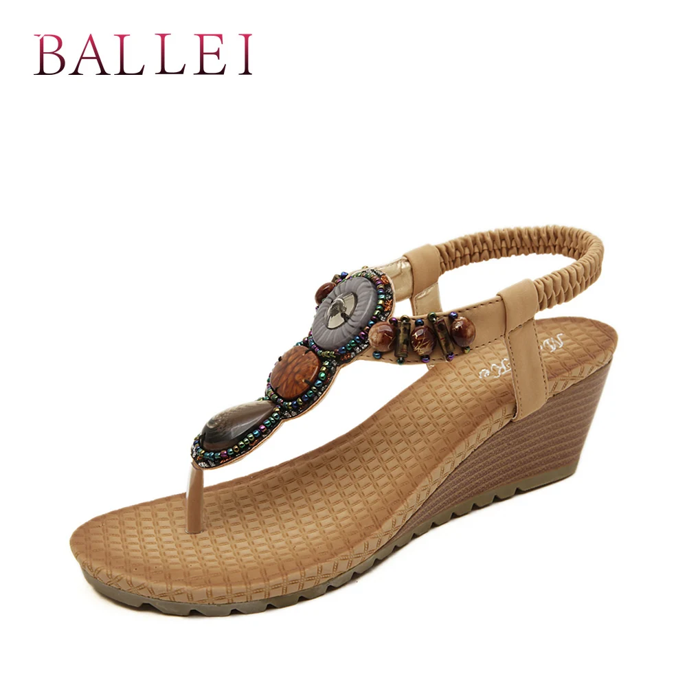 

BALLE Handmade Woman Summer Fashion Sandals With Thumbs Vintage Pu Soft Wedges Fashion Shoes Classic Journey Lady Soft Sandal S6