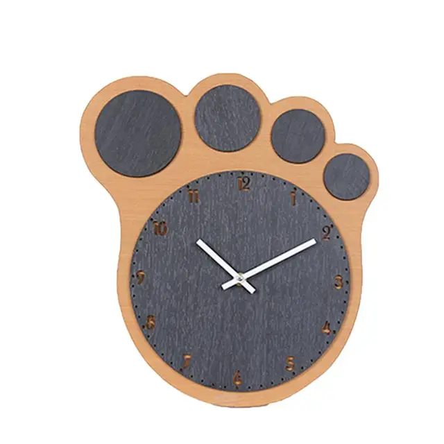 Foot Shaped Kids Wall Clock Silent No Ticking Decorative Battery Foot Shaped Kids Wall Clock Silent No Ticking Decorative Battery Operated Wooden Hanging For
