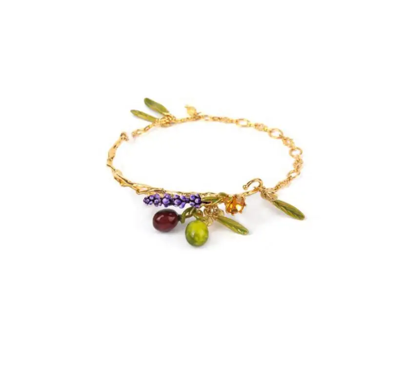 CSxjd роскошный элегантный женский браслет ювелирные изделия эмаль Оливковая ветвь драгоценный камень браслет