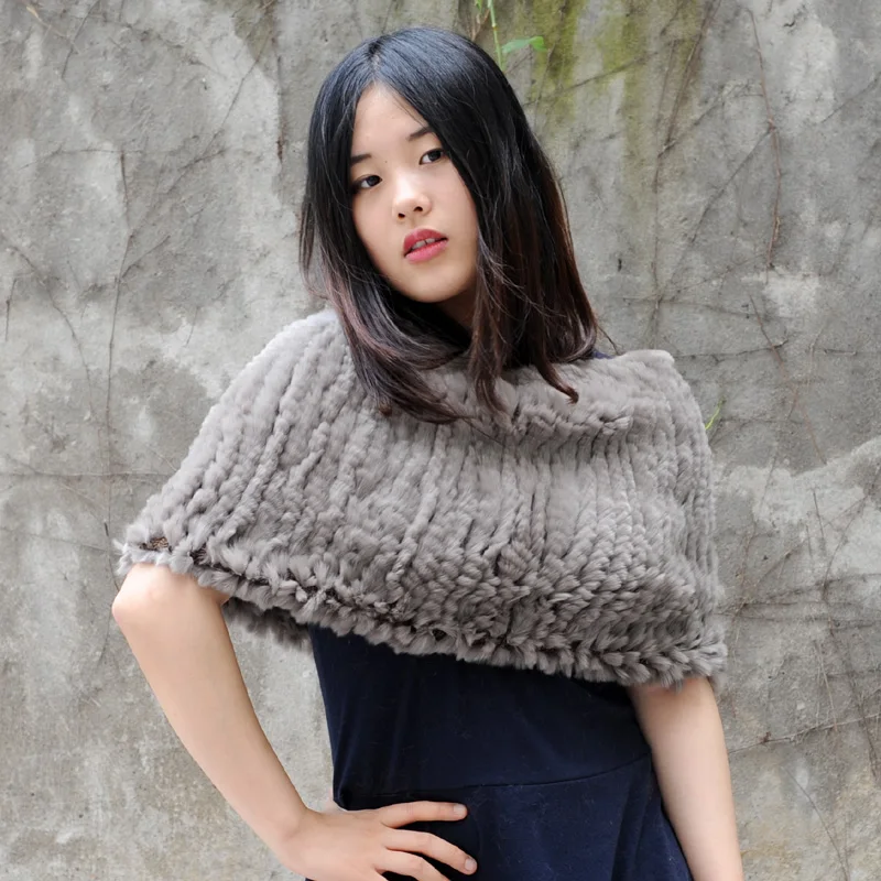 

CX-B-76A Ladies Fashion Genuine Rex Rabbit Fur Elastic Snood Fur Scarf Fur Shawl