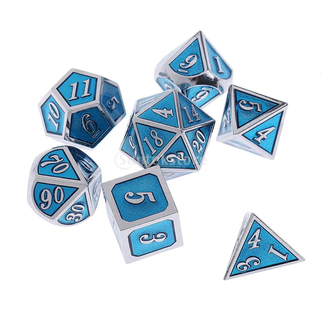 14x Polyhedral Alloy Dices D4-D20 for Dungeons and Dragons Gaming Prop Gift