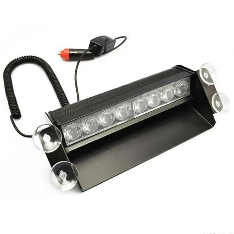 

8 LED CAR AUTO VEHICLE WINDSHIELD DASHBOARD EMERGENCY STROBE LIGHT white