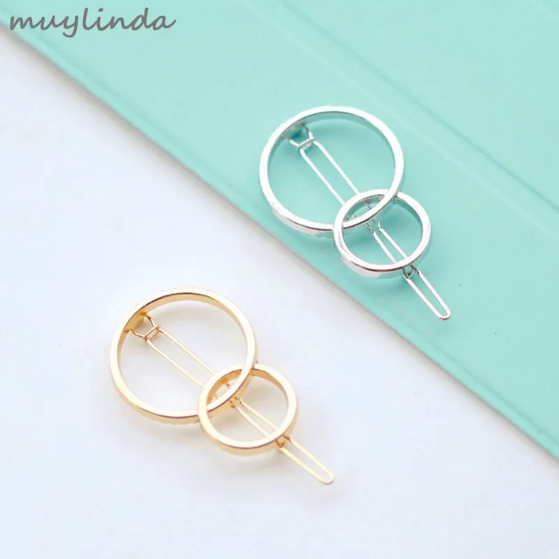 

Minimalist Design Geometry Round Metallic Hair Grips Hair Clips Jewellery Fashion Trendy Women Hair Bobby Pin Accessories