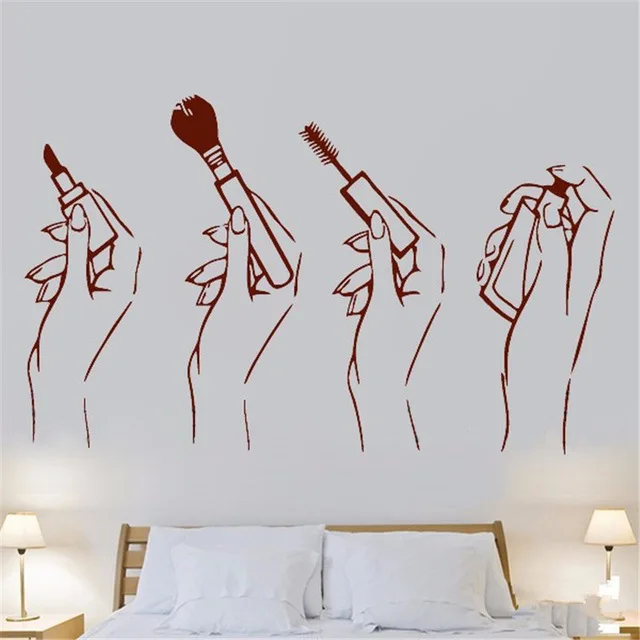 

Make Up Beauty Salon Girls Bedroom Wall Art Stickers Decals Vinyl Home Decor hand Mural Home Decoration stickers