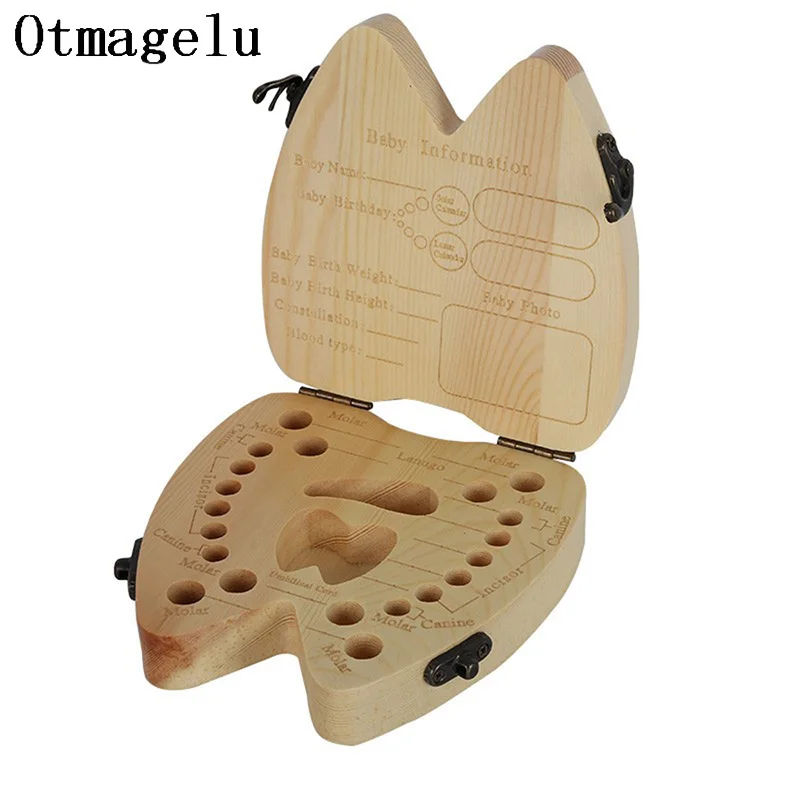 ONNPNNQ Baby Tooth Box Organizer For Baby Save Milk Teeth Wood Storage Box Tooth Shape Case Holder as a Gift For Kid Boy Girl9