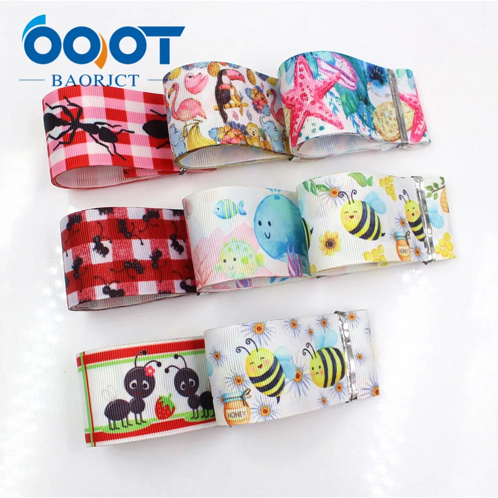 OOOT BAORJCT I-19411-945, 1-1/", 10 ярдов мультфильм тепловой передачи печатных корсажные ленты, лук крышка DIY аксессуары украшения