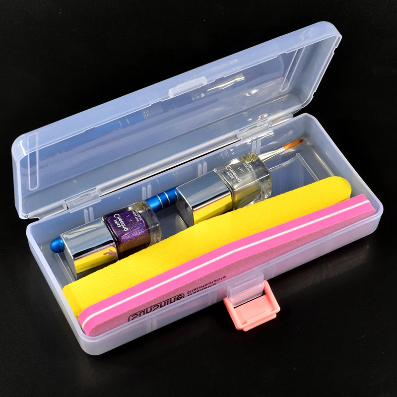 

Nail Storage Rectangle Box White Plastic Empty Tweezers Clippers Nails Brush Cuticle Pusher Nail Art Tool