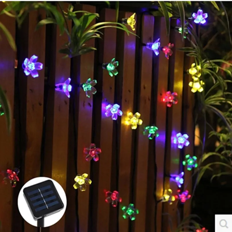

LED Solar Peach Blossom String Lights New Year Christmas Tree Garland Waterproof Outdoor Garden Home Lamp lighting decoration