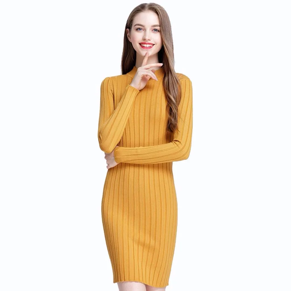 Fashion Autumn font b Dress b font Long Sleeves O neck Casual Jumper Pullover Elastic Soft