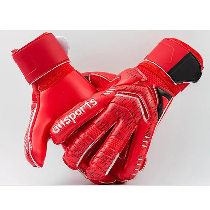 Футбольные Вратарские Нескользящие перчатки, уличные спортивные Лоскутные толстые синие, красные латексные перчатки