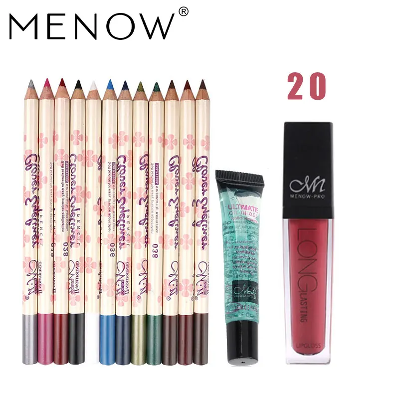Menow бренд Make Up Set 12 Цвет Подводка для глаз Тени для век+ масло для снятия+ Водонепроницаемый сверкающих Жидкий блеск косметический набор Drop ship5345