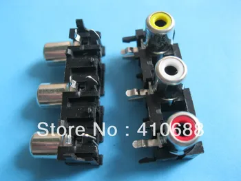 

AV3 Pin Jack RCA Female 3 Color Audio Video AV Socket Connector AV3-5 100 pcs per lot HIGH Quality HOT Sale