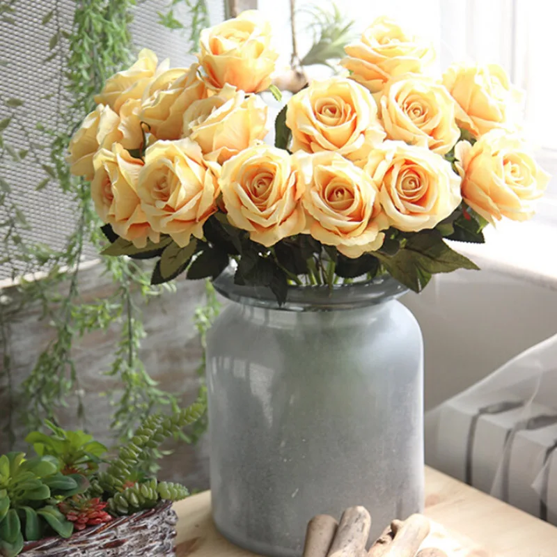 3pcs/lot silk rose artificial flowers high quality wedding fake flowers for home party decor Valentine's gift table accessories 3pcs/lot silk rose artificial flowers high quality wedding fake flowers for home party decor Valentine's gift table accessories