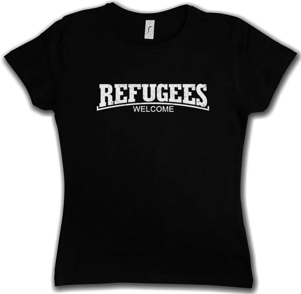 REFUGEES WELCOME III Девичья Футболка-левечерние партийное крыло
