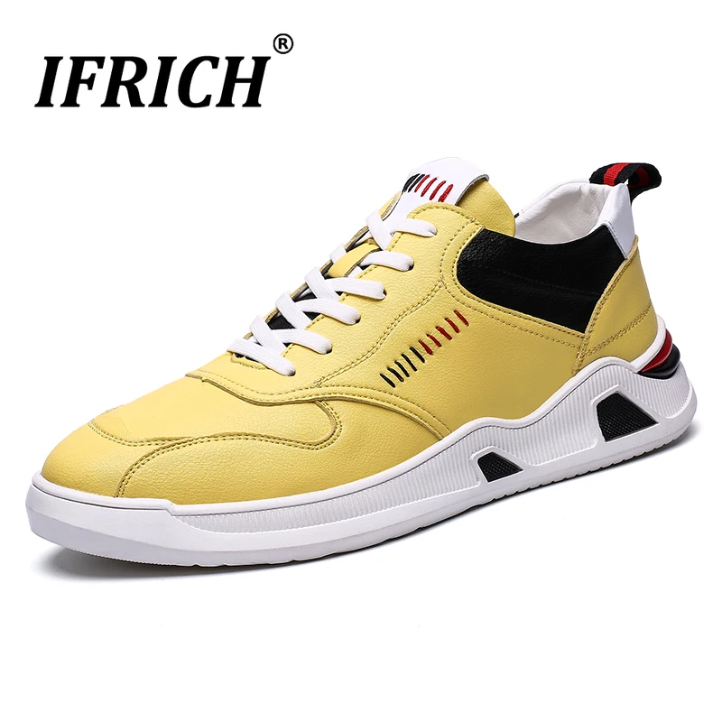 

Hot Sale Casual Footwear Men Youth Brand Leather Man Casual Sneakers Yellow White Fashion Flats Men Shoe Designer Young Sneakers