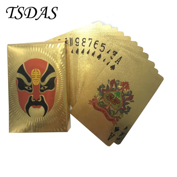 

Golden Facial Makeup - Best Hand Feel Plastic Playing Card in Colors, Gold Foil Poker Set Party Game Cards Free Shipping
