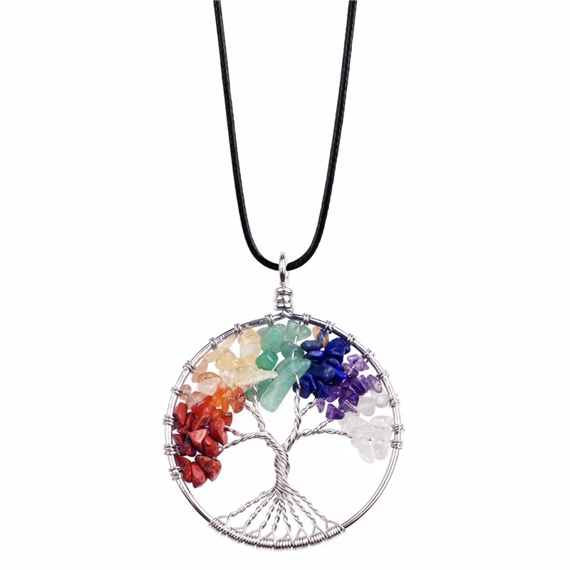 Wholesale 5pcs\lot Tree of life Necklace Natural Quartz Stone Women Fashion Jewelry