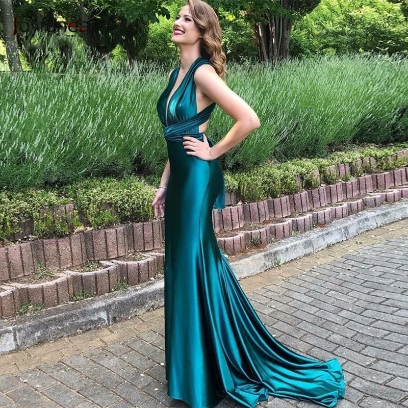 

Yissang Satin Long Dress Women Elegant Backless Summer Dress Sexy V Neck Maxi Long Party Dresses Bandage Vestidos Pajamas