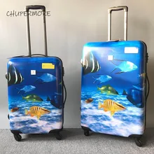 Милый и очаровательный чемодан высокого качества для путешествий с мультяшным морским рисунком