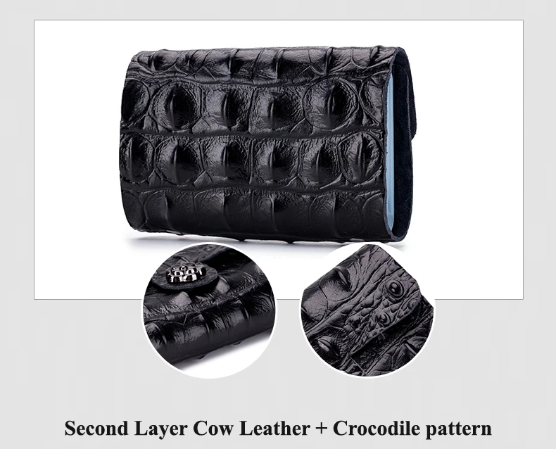 Lomelobo Split Leather Unisex Card Holder Alligator Women credit cards Wallet Men ID Card Purse Ladies Fashion Bank Cards Wallet HCL406 Details (07)
