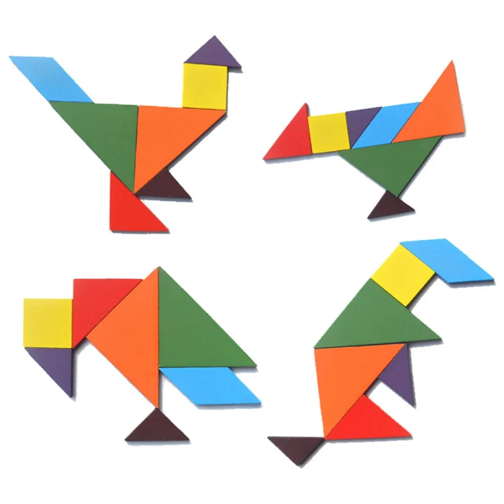 Surwish Деревянный Tangram 7 частей головоломки красочный квадрат IQ игра головоломка Интеллектуальные развивающие головоломки для детей