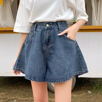 

Real shot summer 2019 new large size women's shorts fat sister wide leg pants hot pants