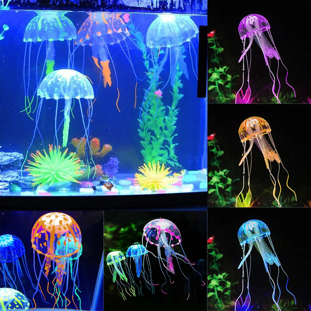 

Artificial Swim Glowing Effect Jellyfish Aquarium Decoration Fish Tank Underwater Live Plant Luminous Ornament Aquatic Landscape