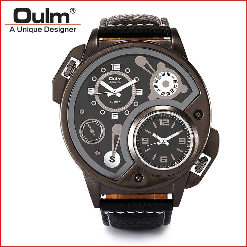 Military Sport Quartz Watch Leather strap Round Dial Famous brand font b luxury b font Clock