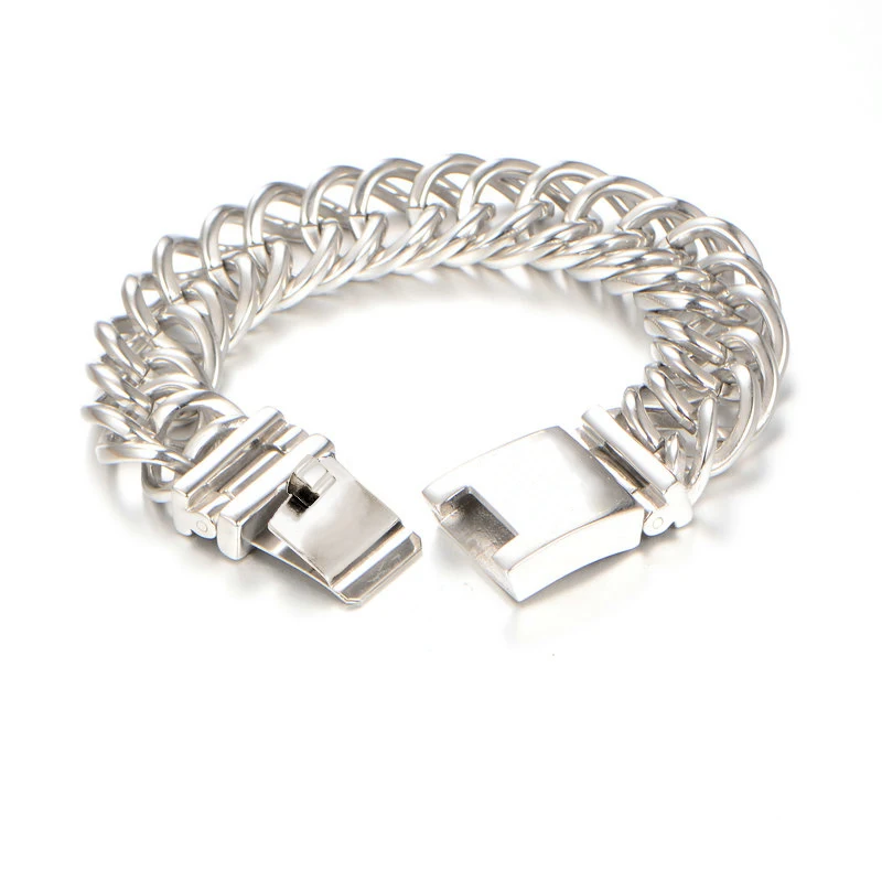 

Cool Men Motorcycle Chain Bracelet 22.4mm Wide Stainless Steel Hiphop Hand Charm Biker Male Heavy Wristband Bracelets 005