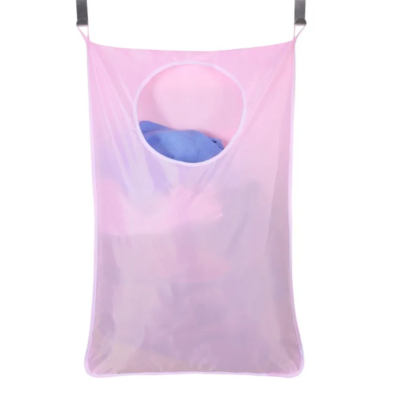 Large Size Wall-Hanging Laundry Hamper Bag Bathroom Bedroom Oxford Fabric Zipper Thickening Bag With Hooks Suction Cups