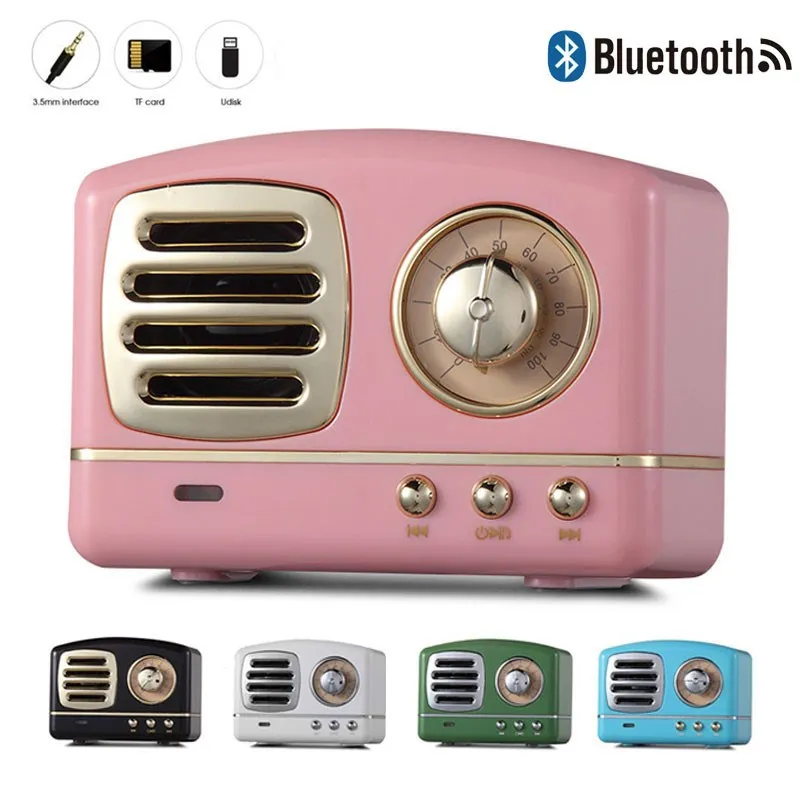 

JQAIQ Portable Bluetooth Speaker Retro Mini Wireless Speaker Radio USB/TF Card Music Player HIFI Subwoofer Speaker