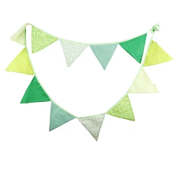 

1pcs 3.2M Cotton Fabric Decorate Bunting Banners Wedding Birthday Party Take Photo Green Pennant Home Outdoor Decor Tent Flags