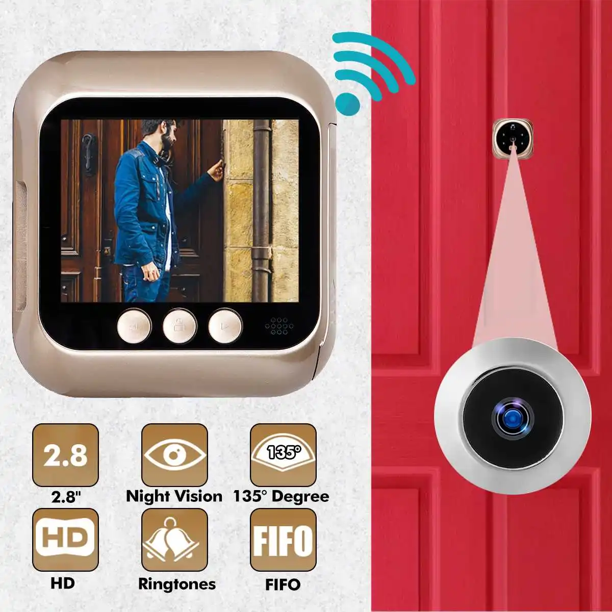 

LCD TFT Wireless Doorbell Smart Household Door Viewers Anti-burglary Visual Doorbell Viewer Door Eye Digital Home Security