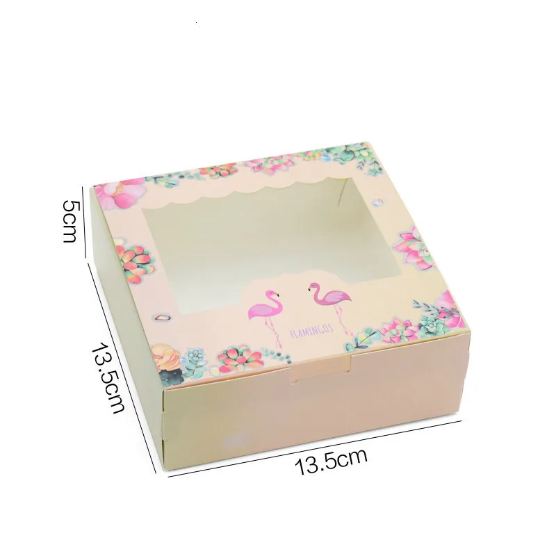 50 шт Фламинго Подарочная бумажная коробка День рождения Свадьба Вечеринка Крафт бумажная коробка с окном торт упаковка Конфеты Кекс и печенья коробки - Цвет: M4