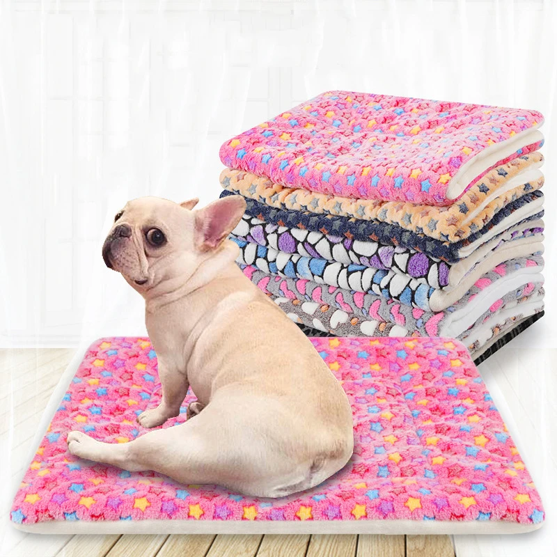Фланелевая кровать для собаки с принтом, зимнее теплое одеяло для питомца, коврик для сна, чехол для щенка, полотенце, мягкая подушка для собаки, для маленьких, средних и больших собак