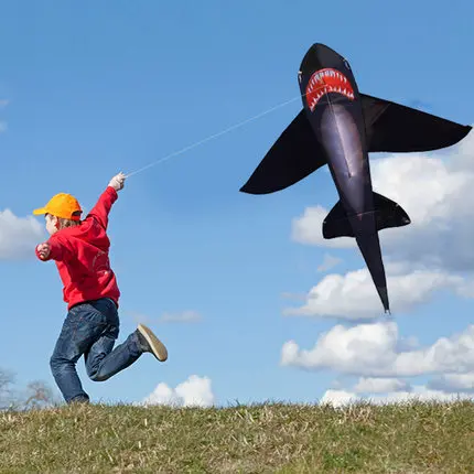 Large Shark LED Kite Animal Fish Kites Flying for Adults Children Outdoor Toys Beach Park Playing With Handle And Line 4